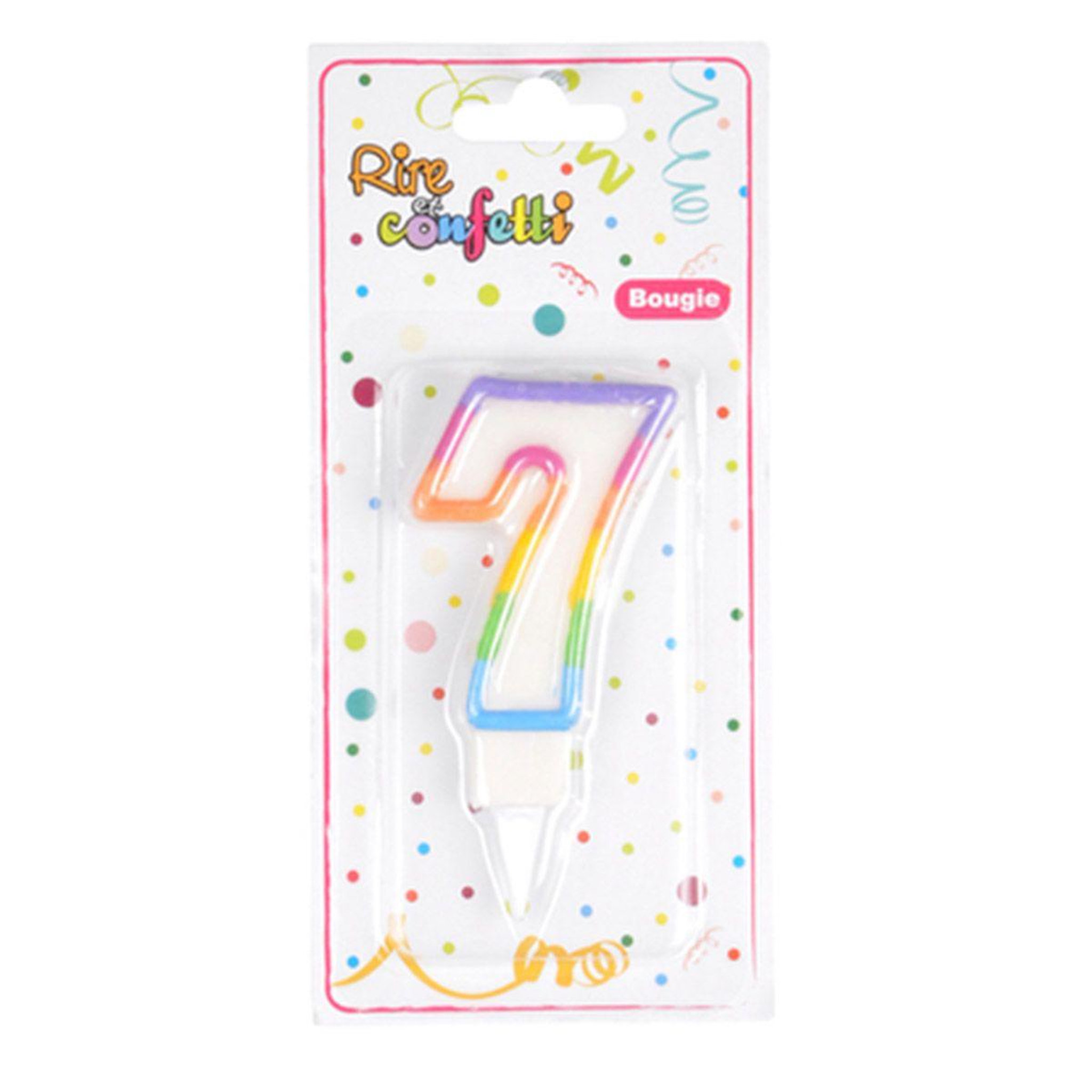 Voir la diapositive 2 : HOMEA Bougie d'Anniversaire  Chiffre 7  7cm Multicolore