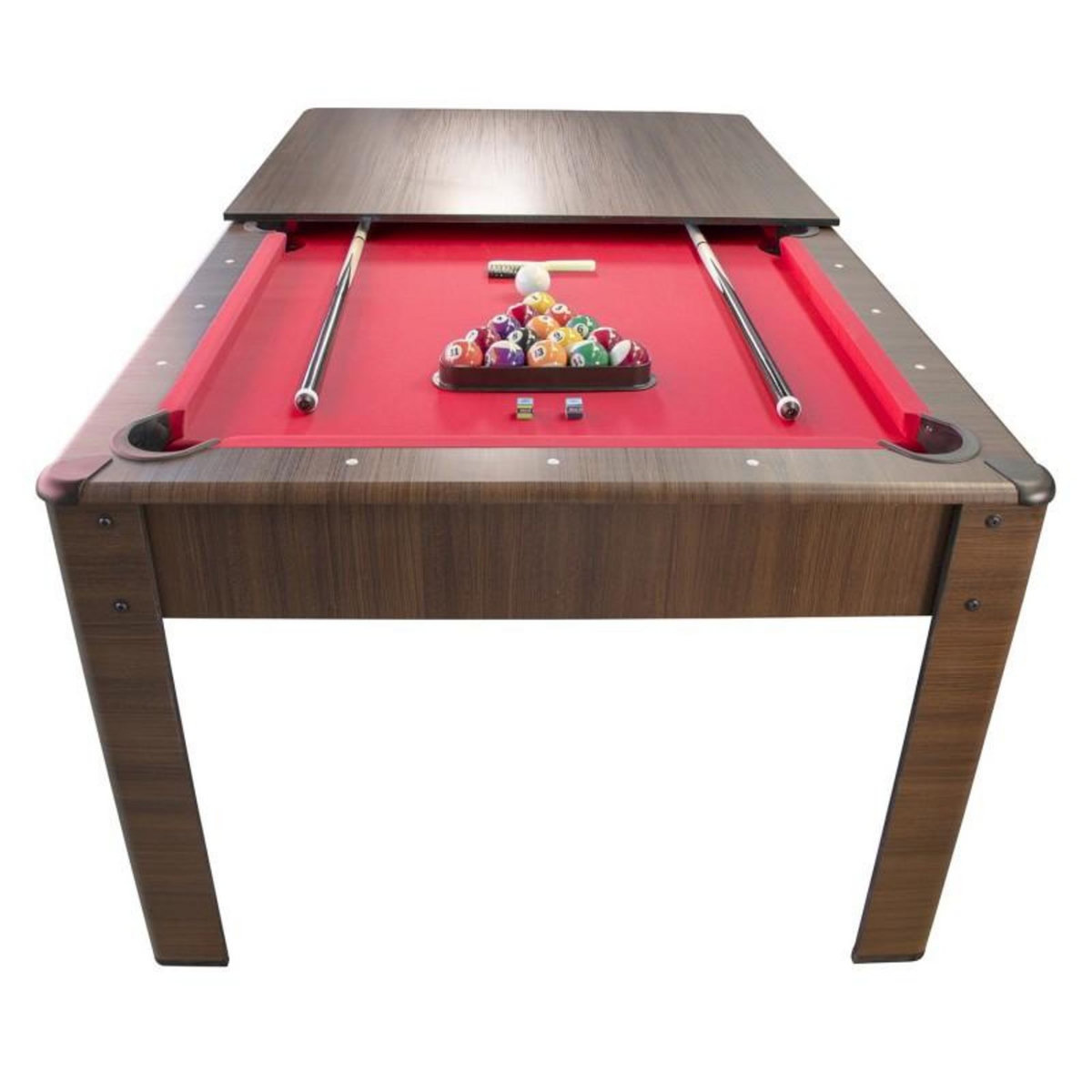 PLAY4FUN Billard Américain AMBIANCE 7Ft - 226,5 x 126,5 x 80 cm avec accessoires et plateau dînatoire - Couleur Chêne