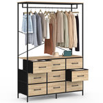 ID MARKET Dressing penderie L. 113 cm UTAH avec 9 bacs en tissu bois et noir