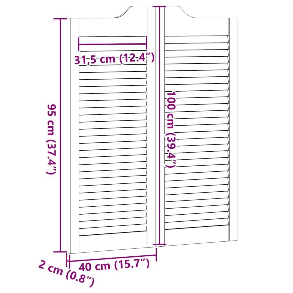 VIDAXL Portes battantes a persiennes 2paire 100x80 cm bois massif Pin