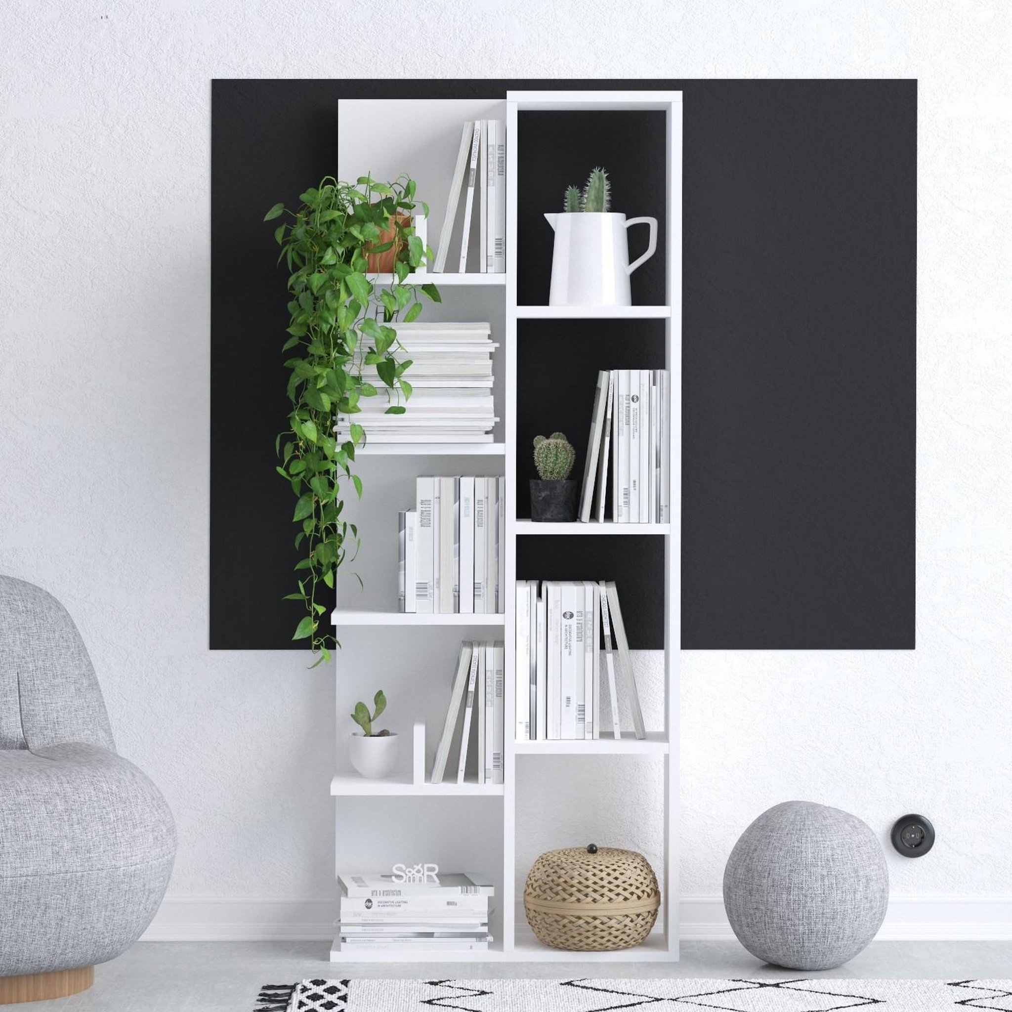 Voir la diapositive 2 : Habitat et Jardin Bibliothèque en bois  Viva  - 60 x 18 x 150 cm - Blanc