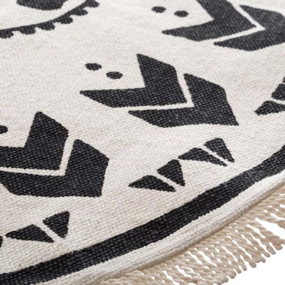 Paris Prix Tapis Rond Déco  Agadir  120cm Noir & Blanc