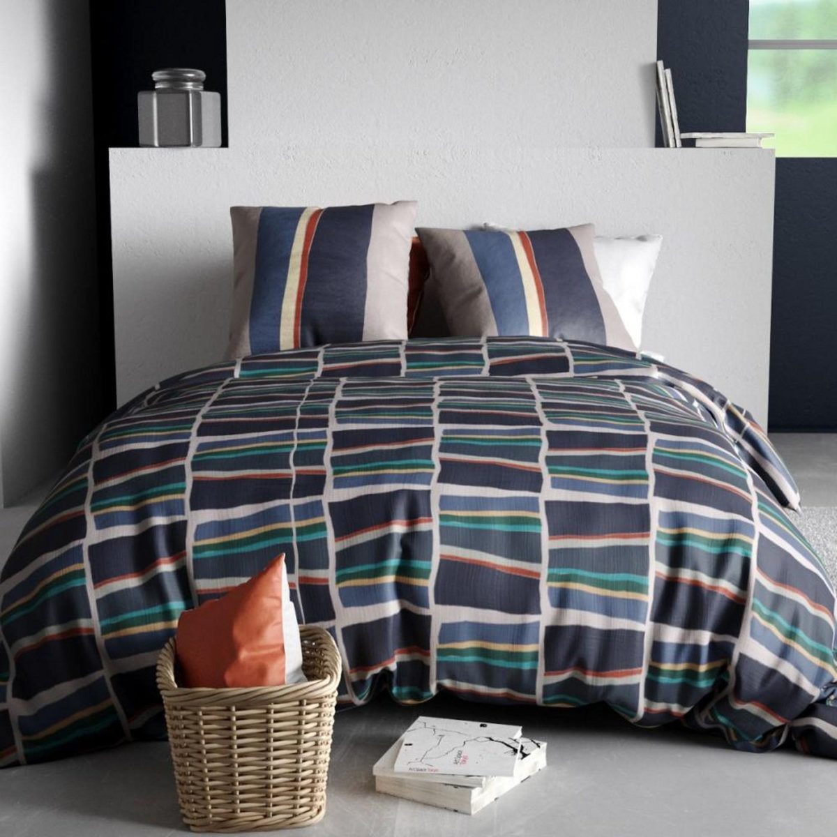 ATELIER DU COTON Housse de couette 260x240 ARTY + 2 taies coton 57 fils