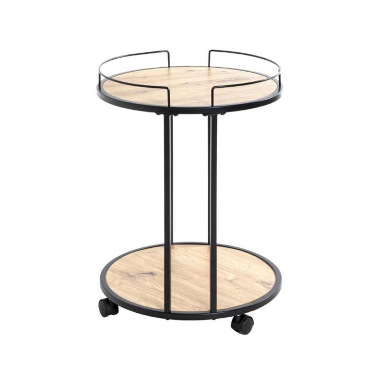 Paris Prix Desserte de Cuisine Ronde  Ascola  60cm Noir & Chêne