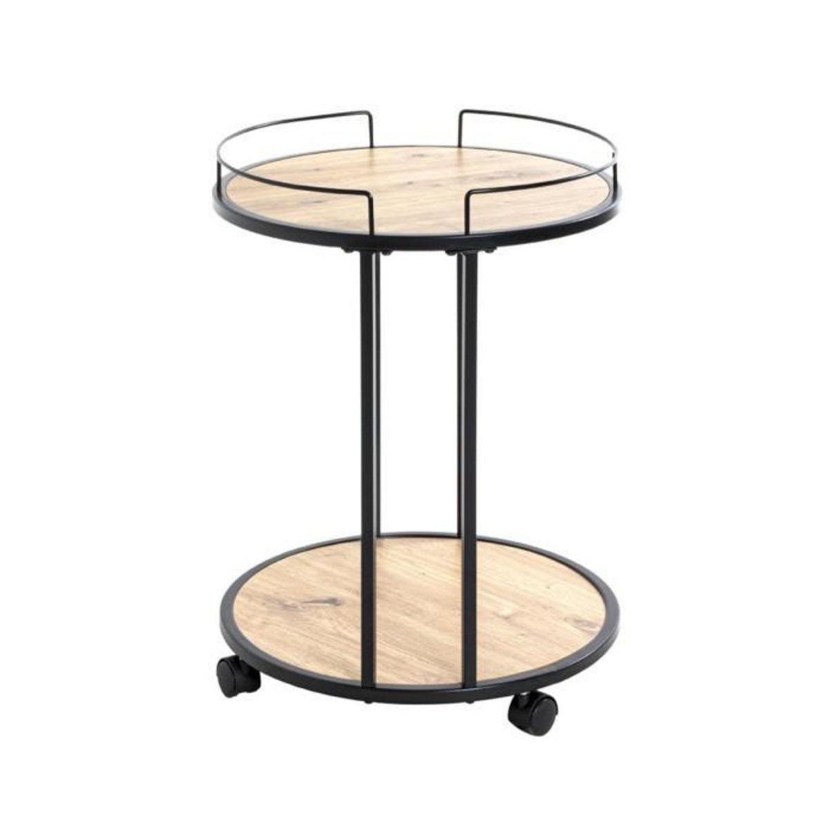 Paris Prix Desserte de Cuisine Ronde  Ascola  60cm Noir & Chêne