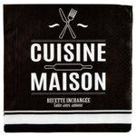 Paris Prix Lot de 20 Serviettes en Papier  Cuisine  33x33cm Noir