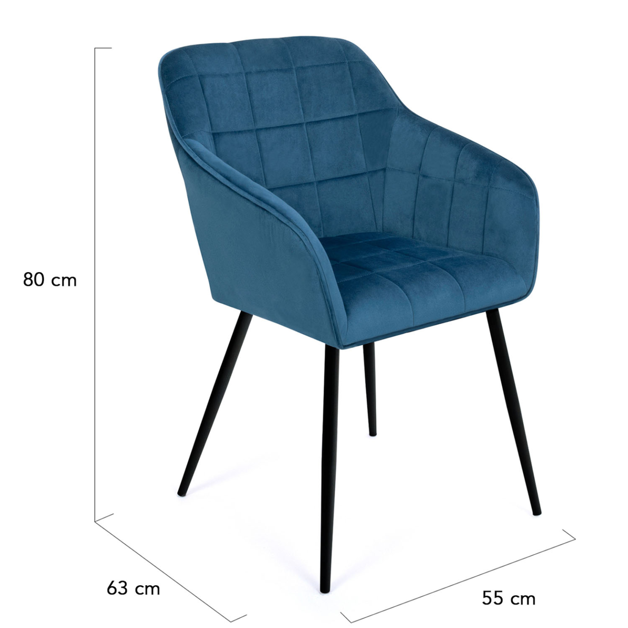 Voir la diapositive 5 : ID MARKET Lot de 2 chaises de salle à manger, fauteuils de table mady en velours bleu canard