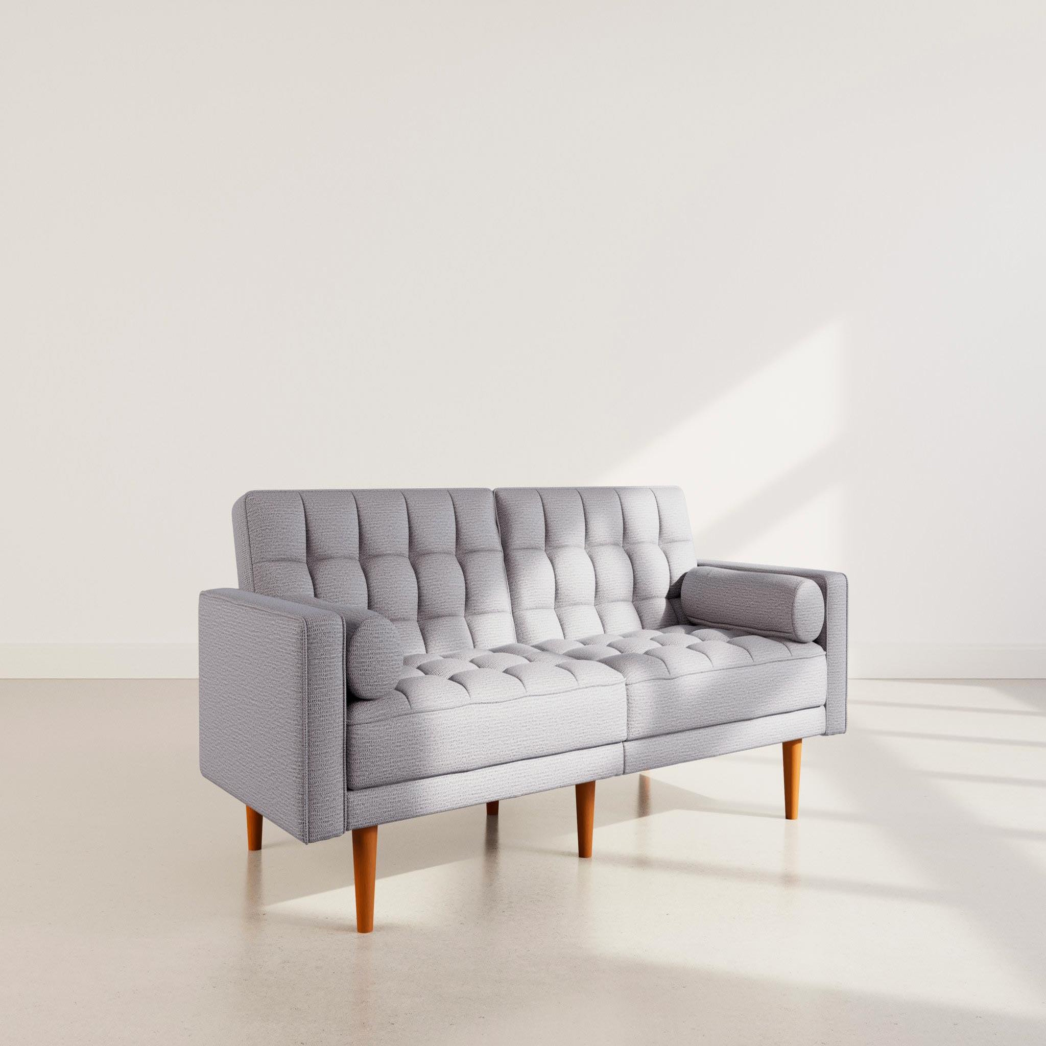 Voir la diapositive 3 : BEST MOBILIER Suzanne - banquette 2 places convertible clic-clac en tissu texturé