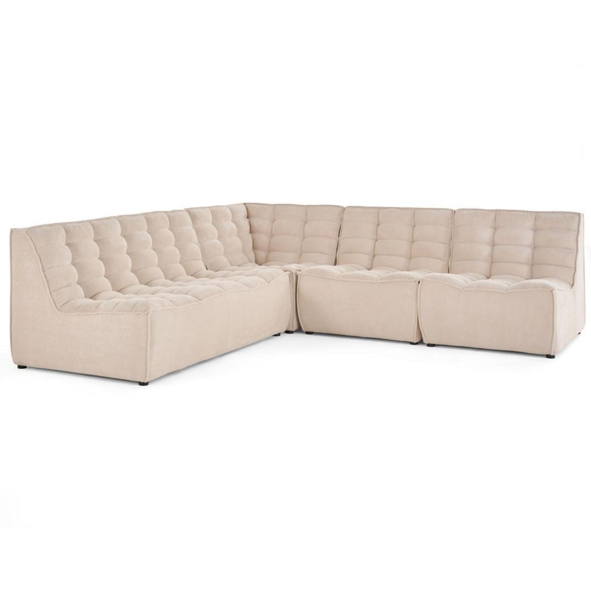 LISA DESIGN Ellie - canapé modulable d'angle réversible 5 places en velours texturé