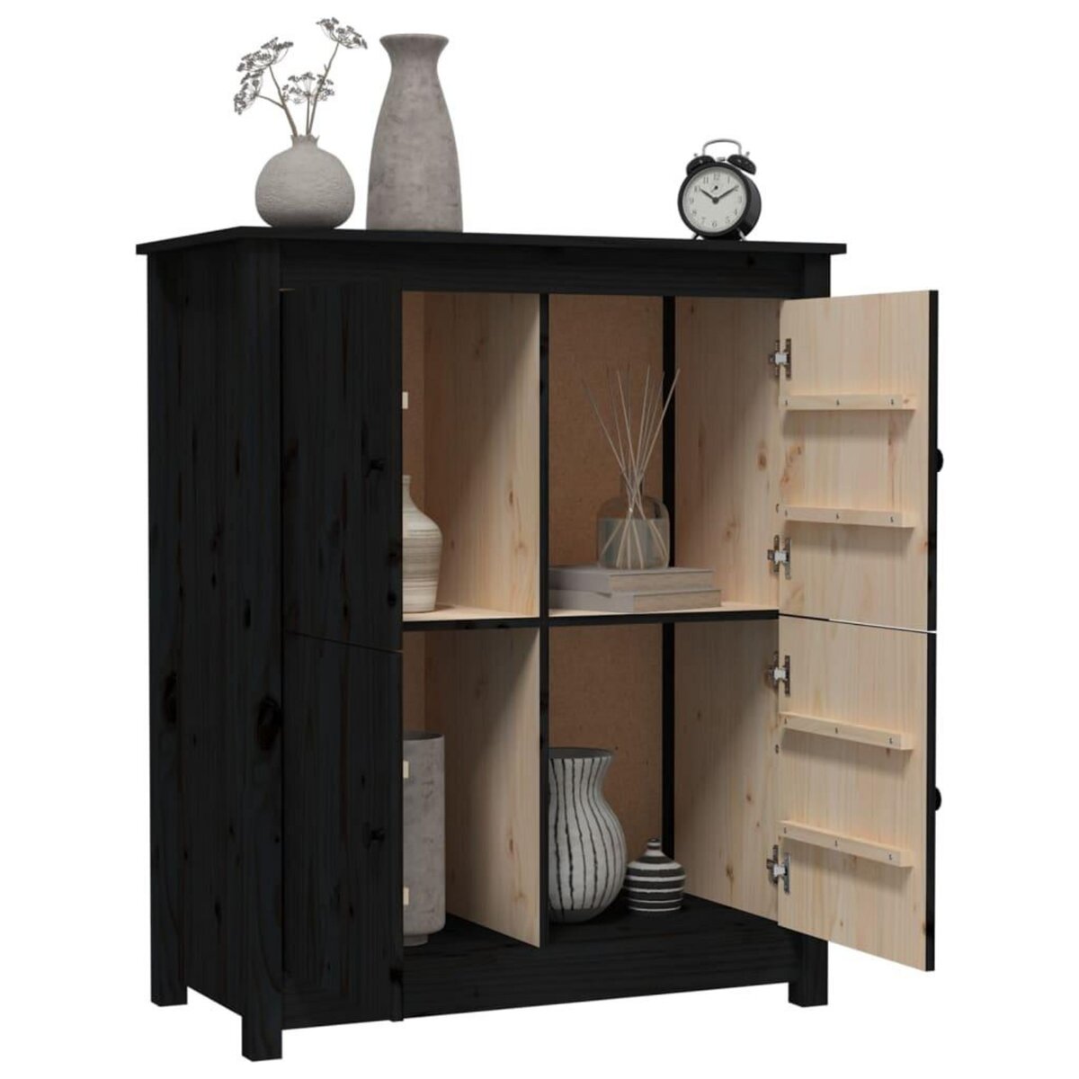 VIDAXL Buffet Noir 83x41,5x100 cm Bois massif de pin