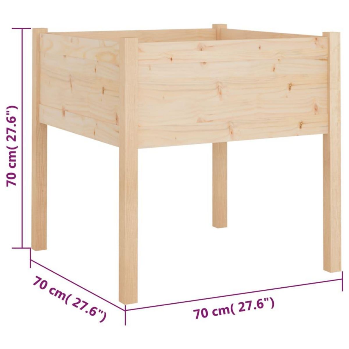 VIDAXL Jardinieres d'exterieur 2 pcs 70x70x70 cm bois de pin massif