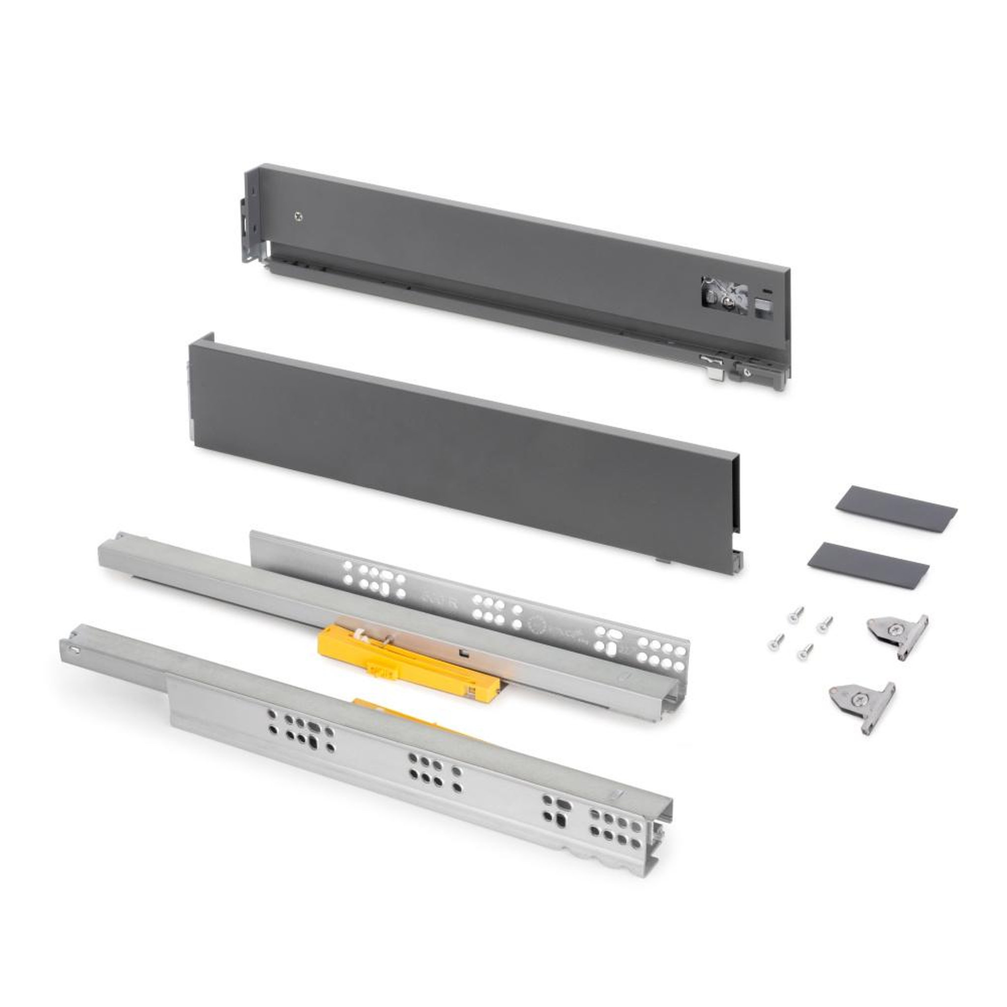 EMUCA SRL Tiroir extérieur Vertex Push Synchro avec réglages 3D -  hauteur 93mm -  40kg -  profondeur 450mm -  Acier -  Gris antracite