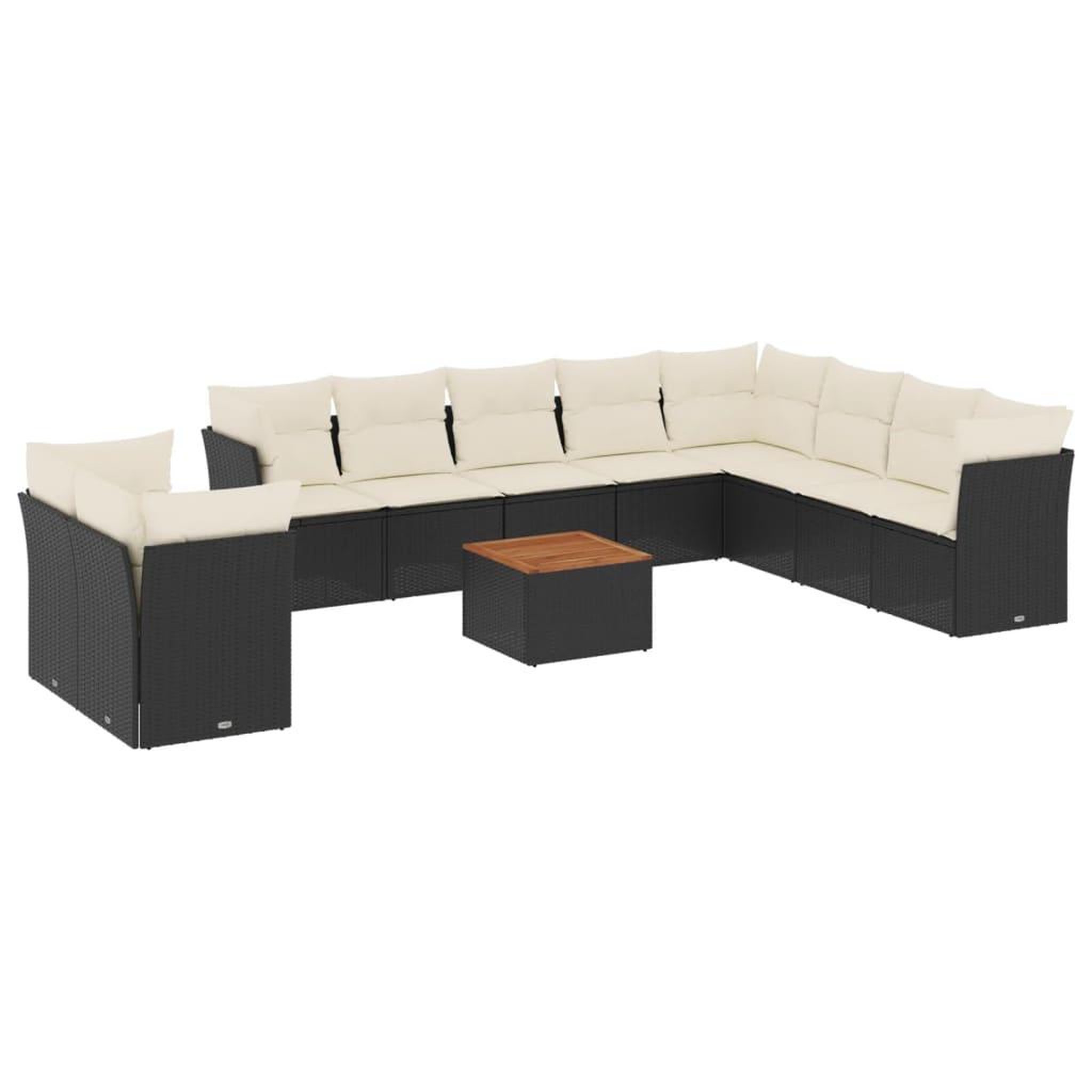 Voir la diapositive 2 : VIDAXL Salon de jardin 11 pcs avec coussins noir resine tressee