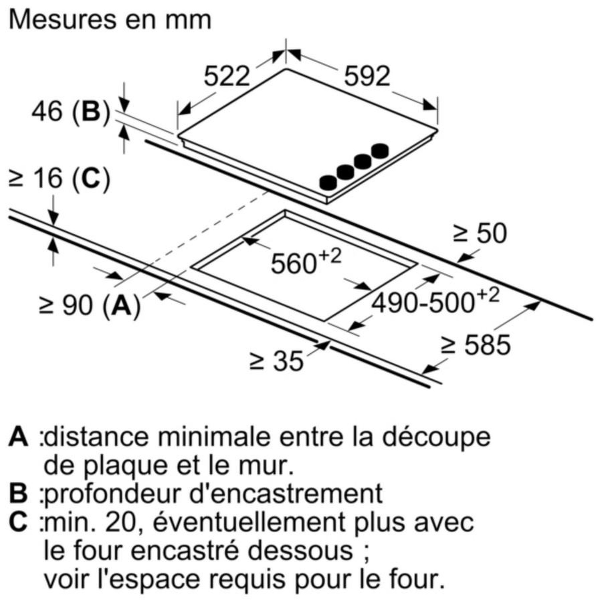 Voir la diapositive 5 : BOSCH Table de cuisson vitrocéramique 60cm 4 feux 6600w noir - pke611ca8e