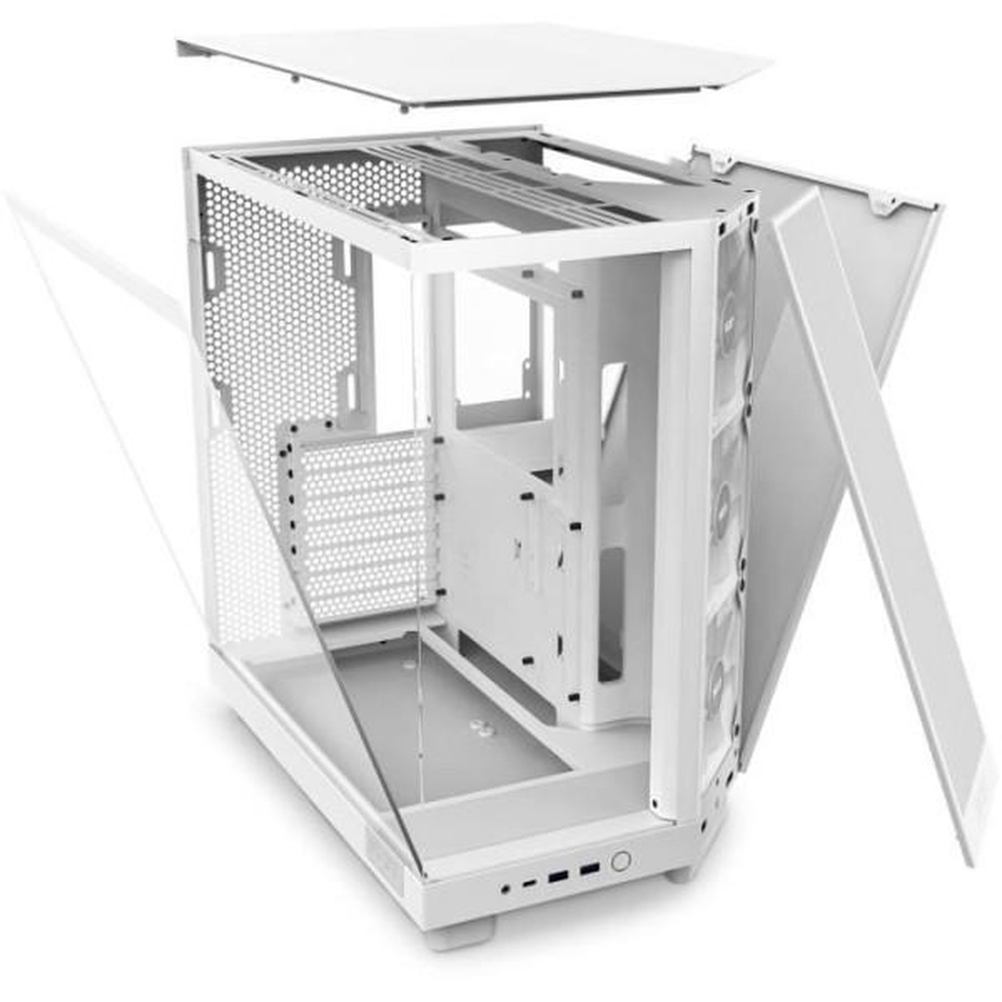 Voir la diapositive 4 : NZXT Boitier moyen-tour - nzxt - h6 flow rgb - double chambre - ventilateurs rgb inclus - blanc