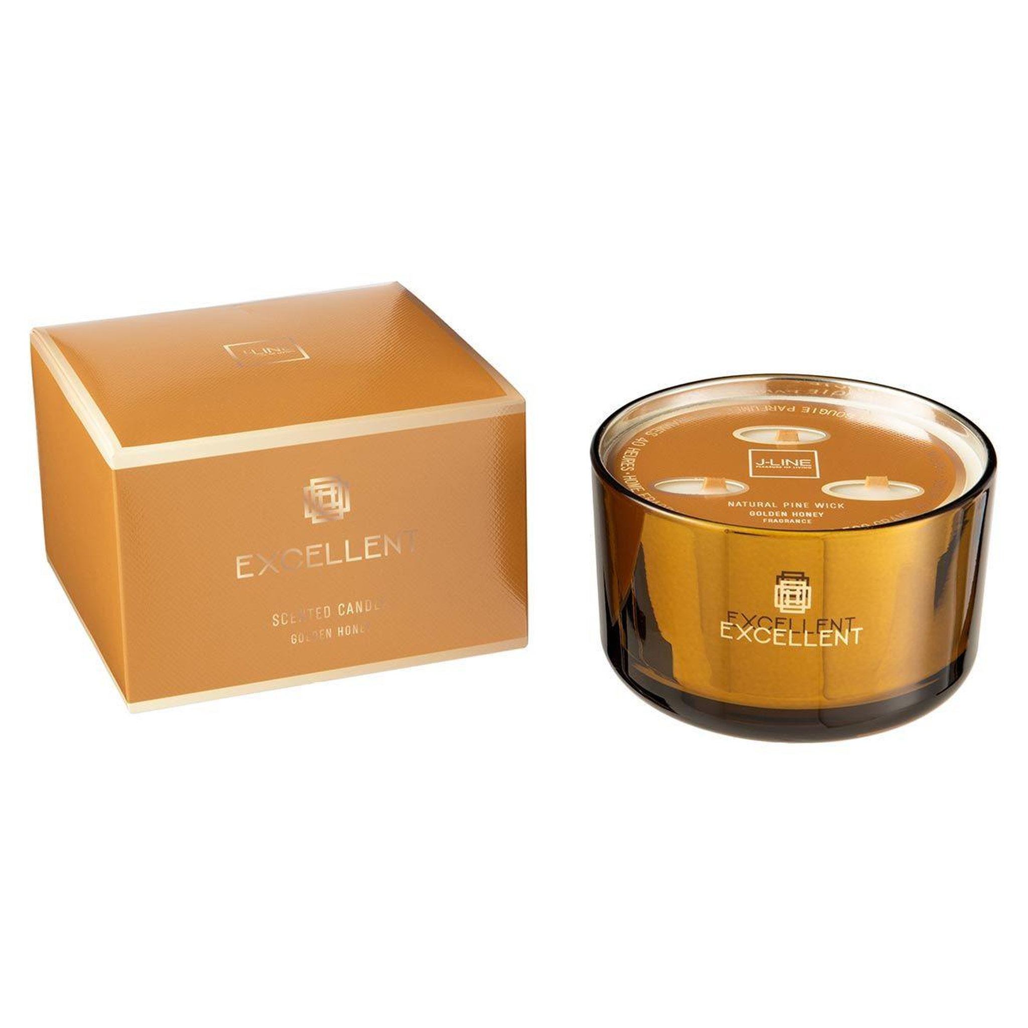 Voir la diapositive 1 : J-LINE Bougie parfumée  excellent  13cm golden honey ocre