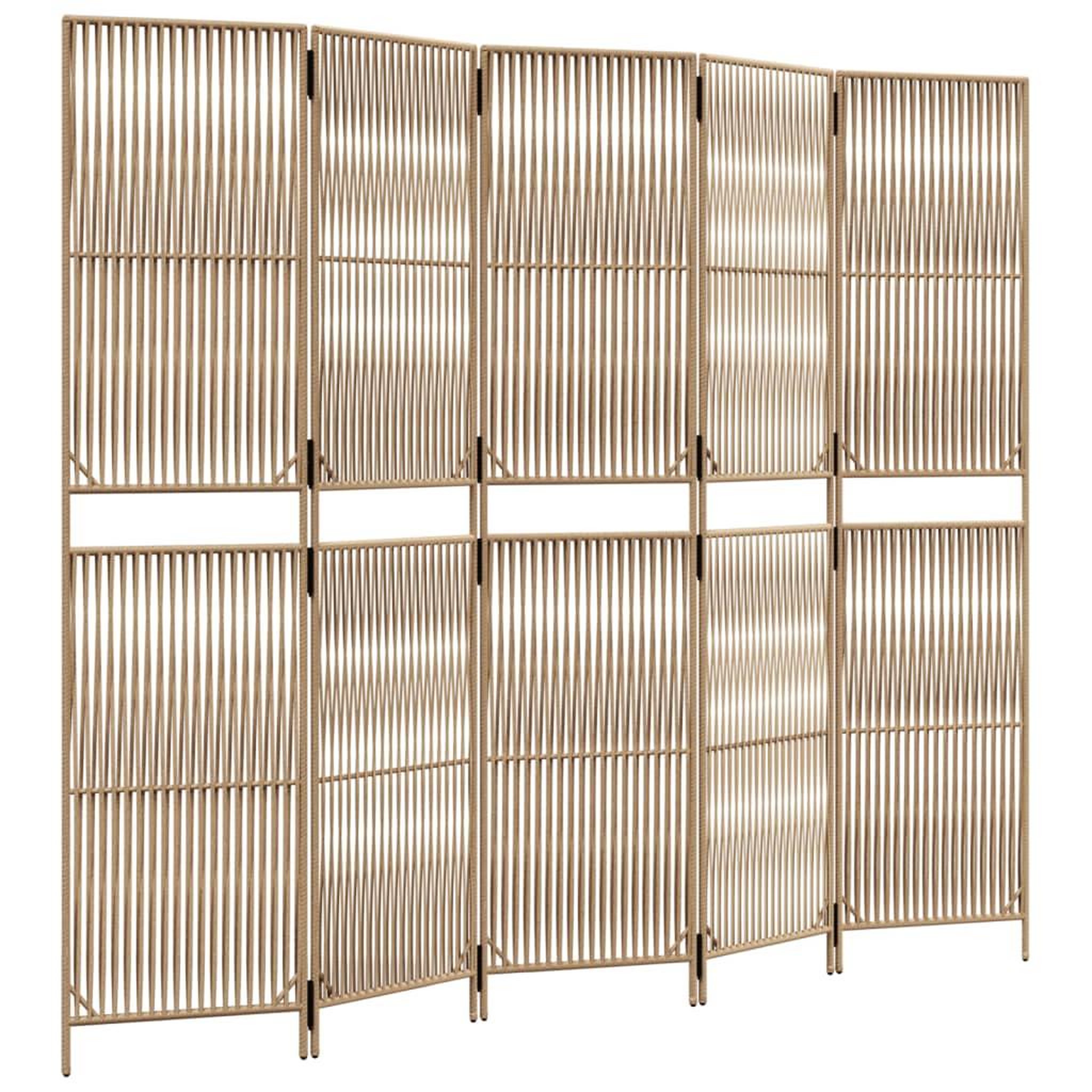 Voir la diapositive 2 : VIDAXL Cloison de separation 5 panneaux beige resine tressee