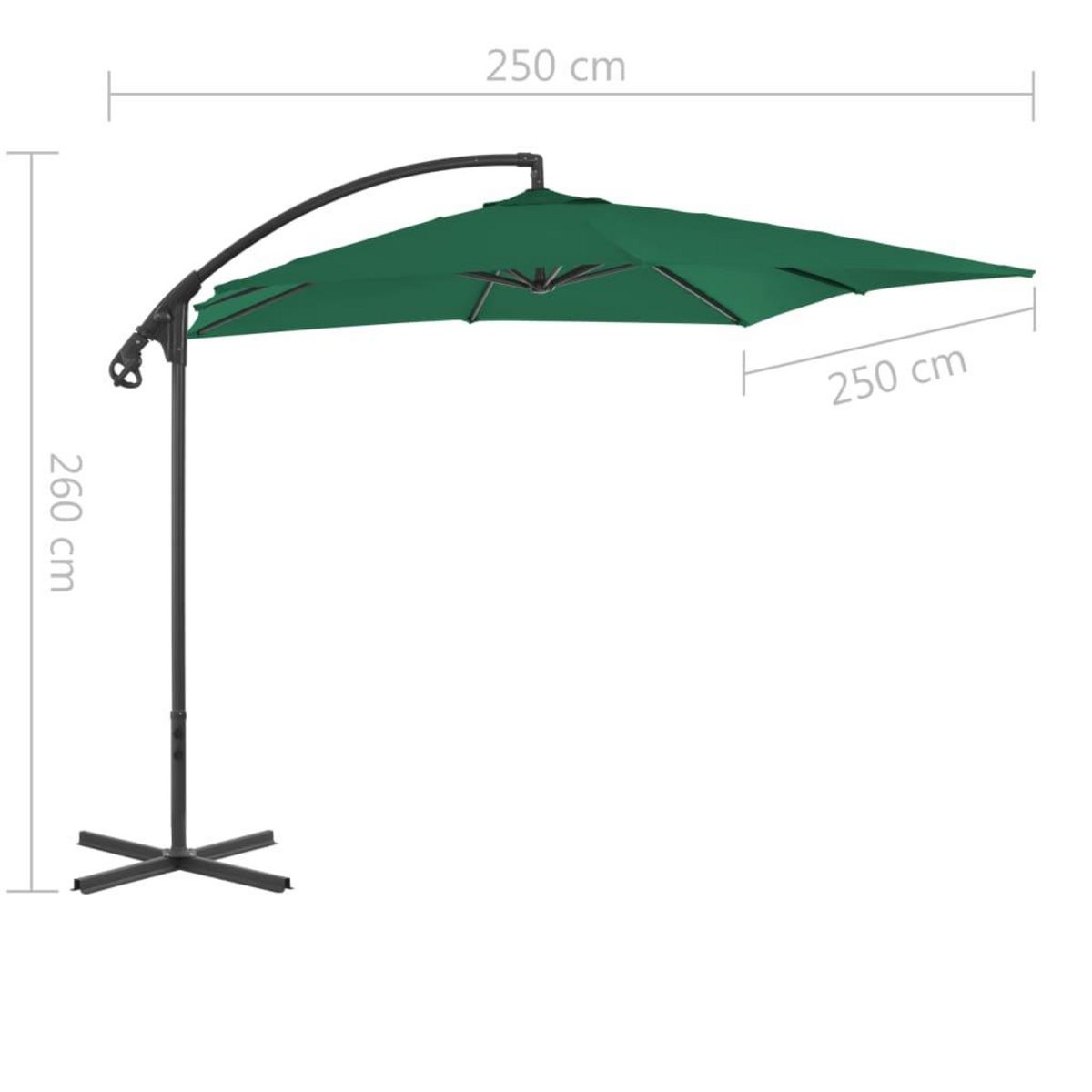 VIDAXL Parasol de jardin en porte-a-faux avec mat en acier vert
