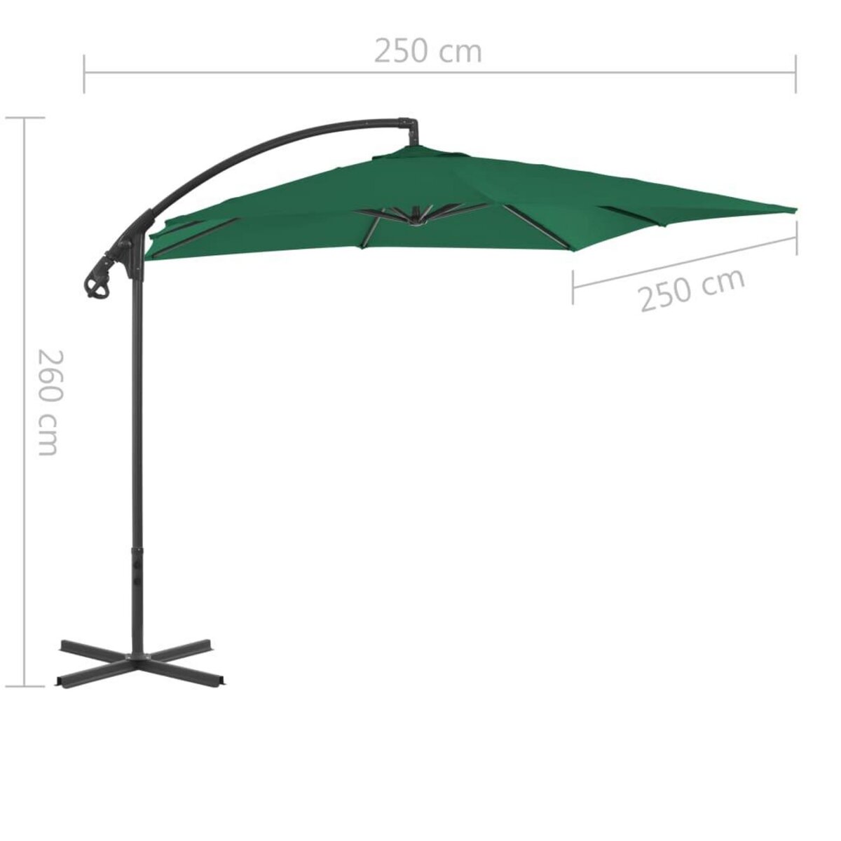 VIDAXL Parasol de jardin en porte-a-faux avec mat en acier vert