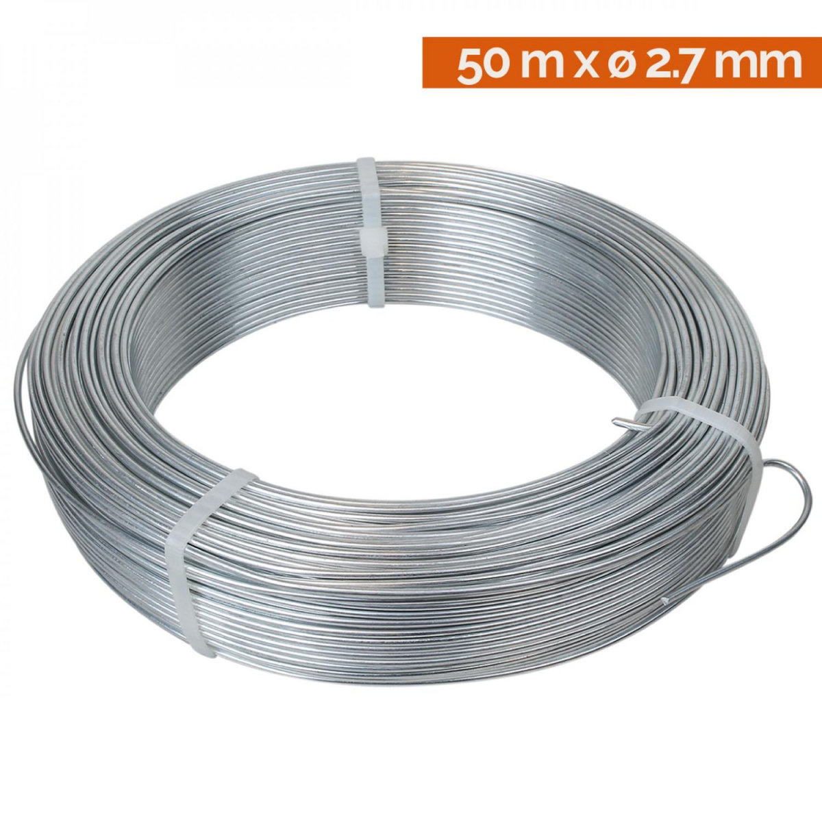 LINXOR Fil de tension en acier galvanisé pour grillage 50m x 2.7mm Ø - Gris