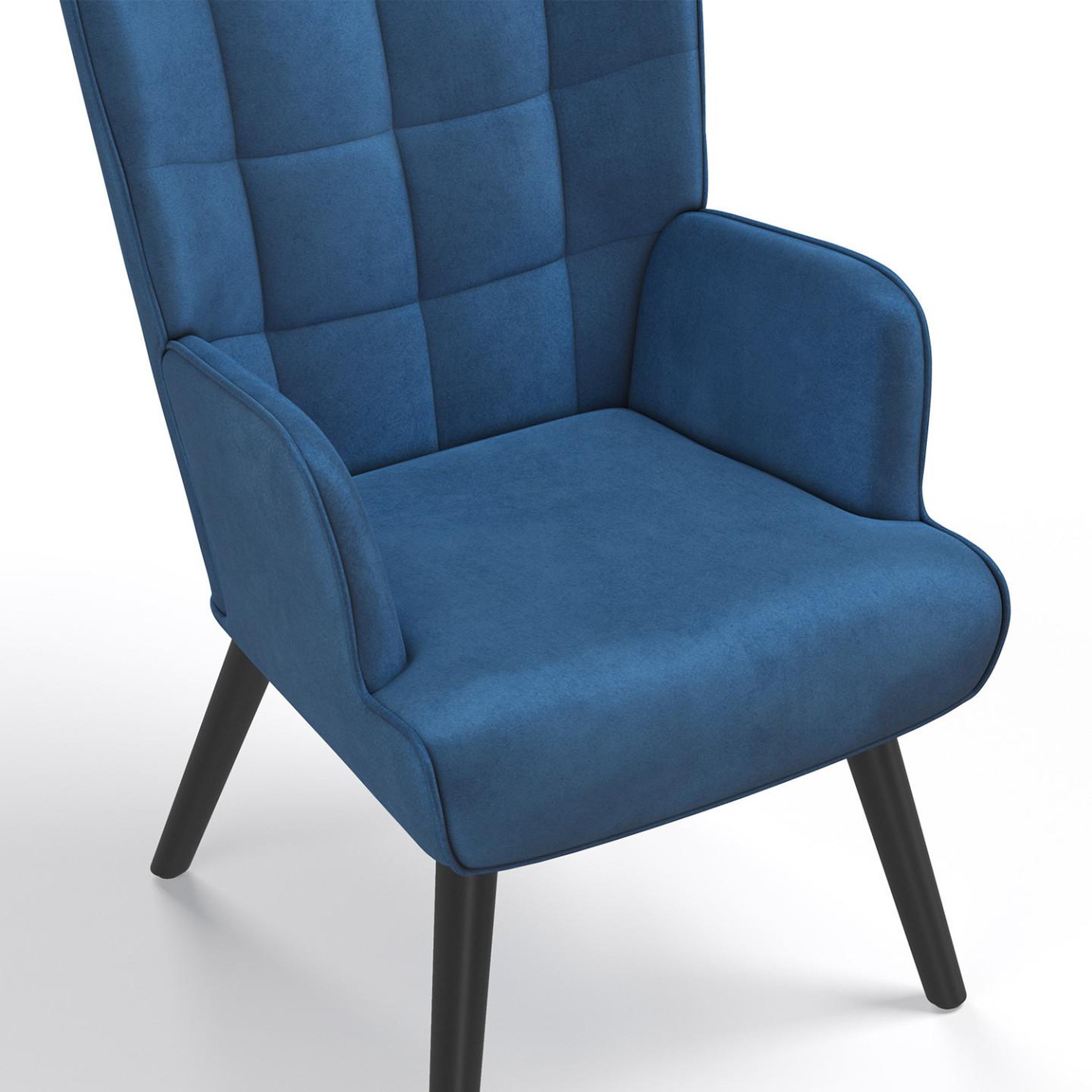 Voir la diapositive 6 : ID MARKET Fauteuil scandinave ania en velours bleu