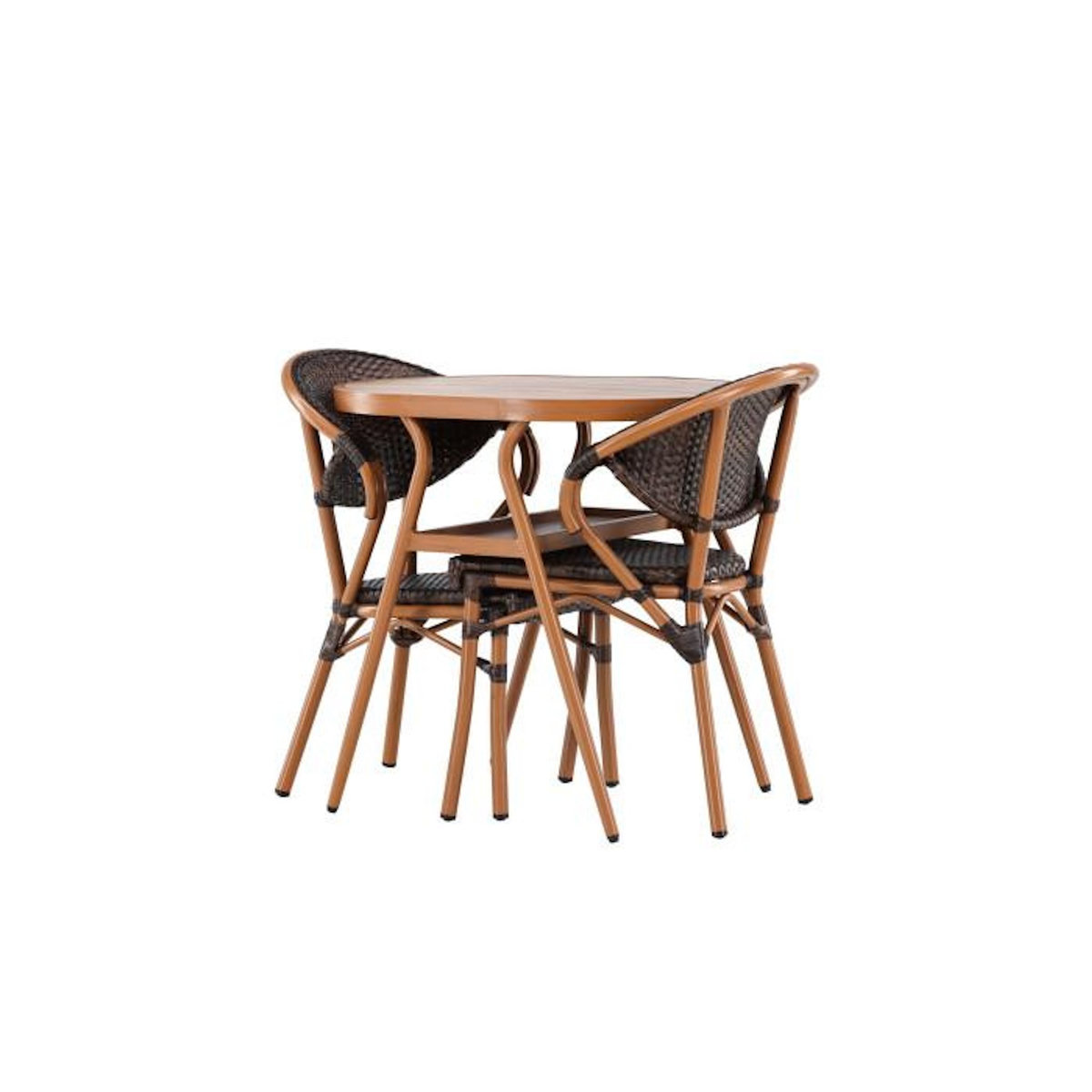 Paris Prix Ensemble Table de Jardin & 2 Chaises  Abrantes  80cm Marron