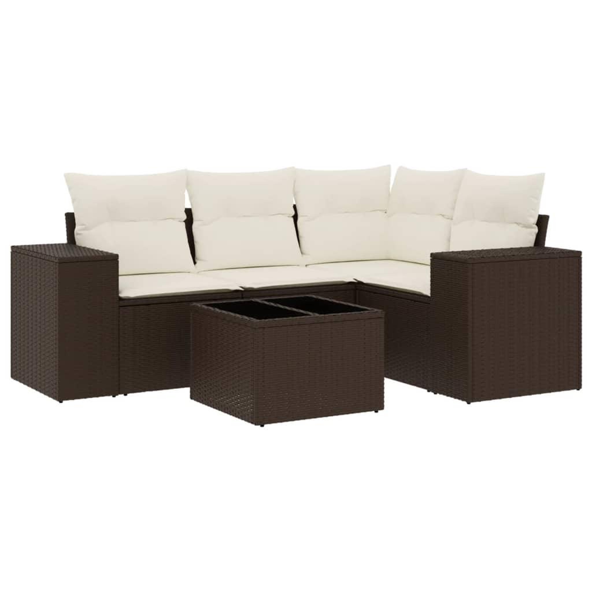 Voir la diapositive 2 : VIDAXL Salon de jardin avec coussins 5 pcs marron resine tressee