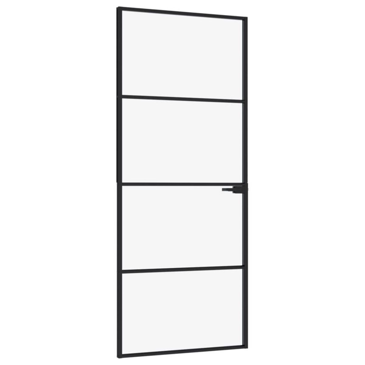 VIDAXL Porte d'interieur Noir 83x201,5 cm Trempe verre aluminium fin