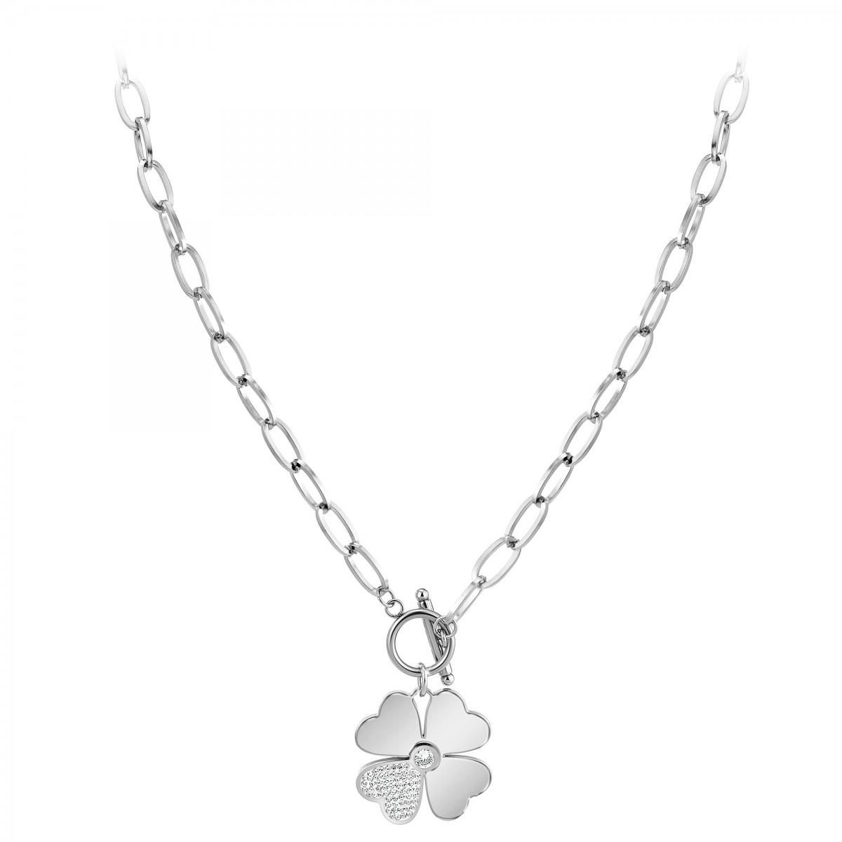 SC CRYSTAL Collier trèfle SC Crystal orné de Cristaux scintillants