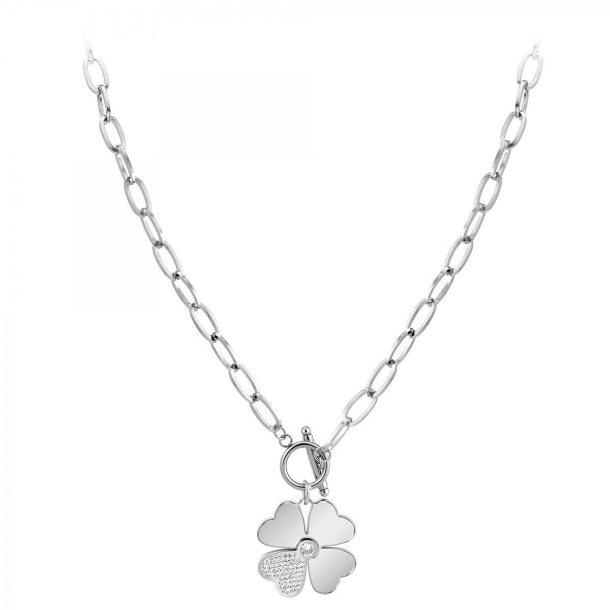 SC CRYSTAL Collier trèfle SC Crystal orné de Cristaux scintillants