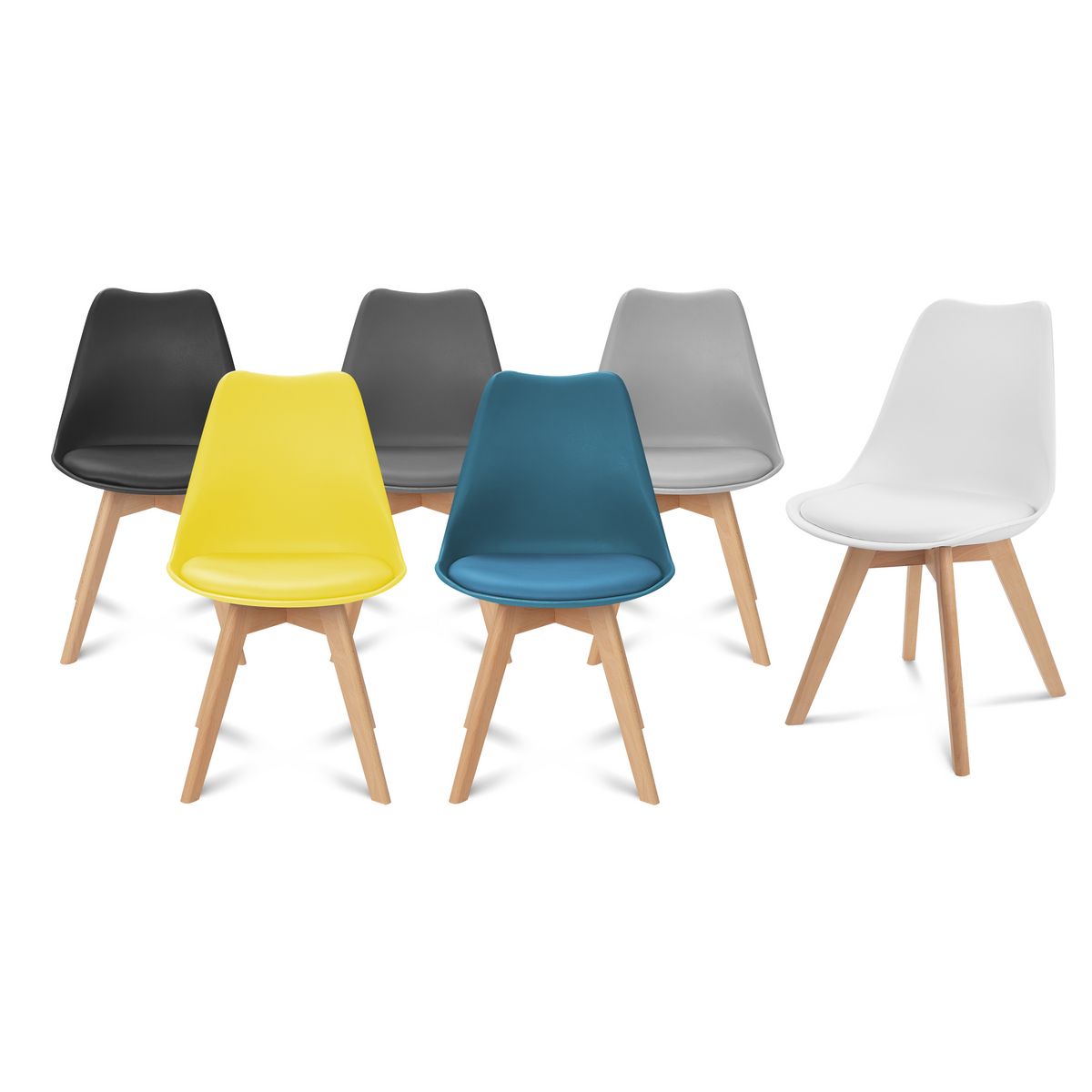 Lot de 2 chaises pieds bois massif LYDIA