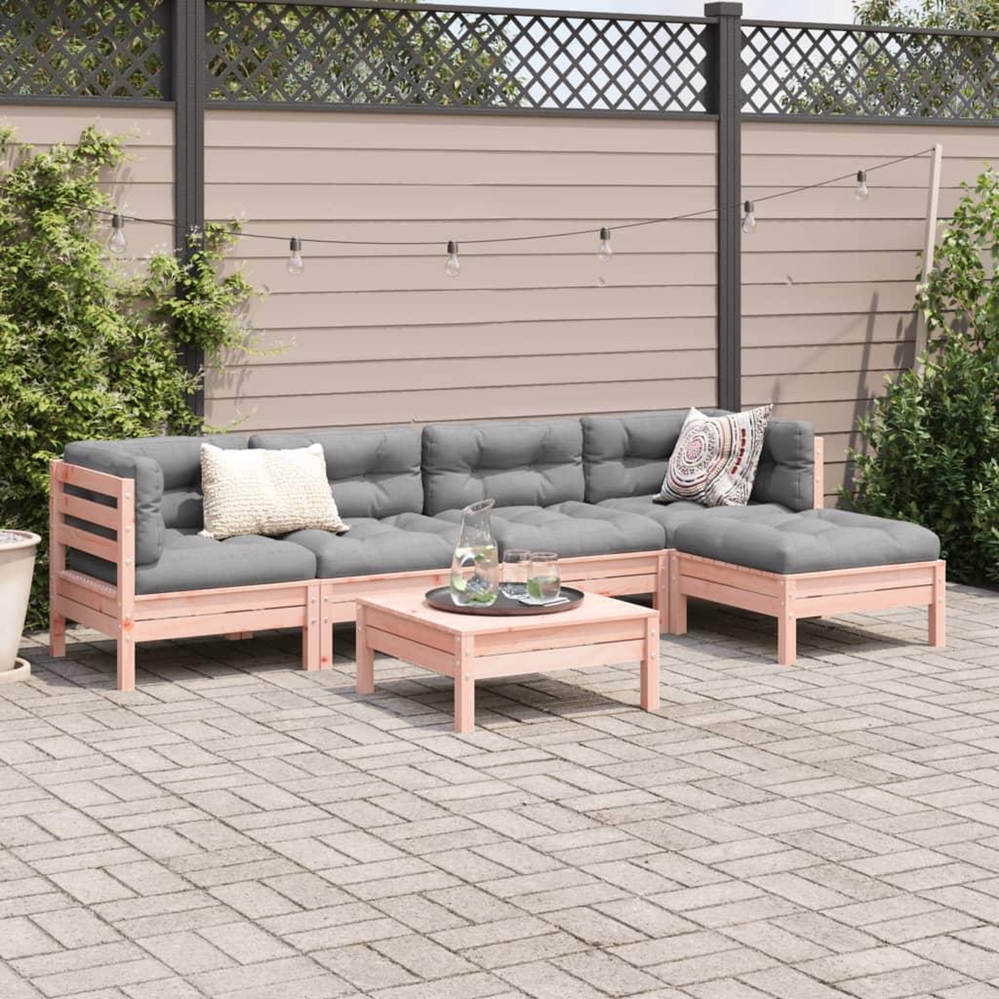 Voir la diapositive 3 : VIDAXL Salon de jardin 6 pcs et coussins bois massif sapin de douglas