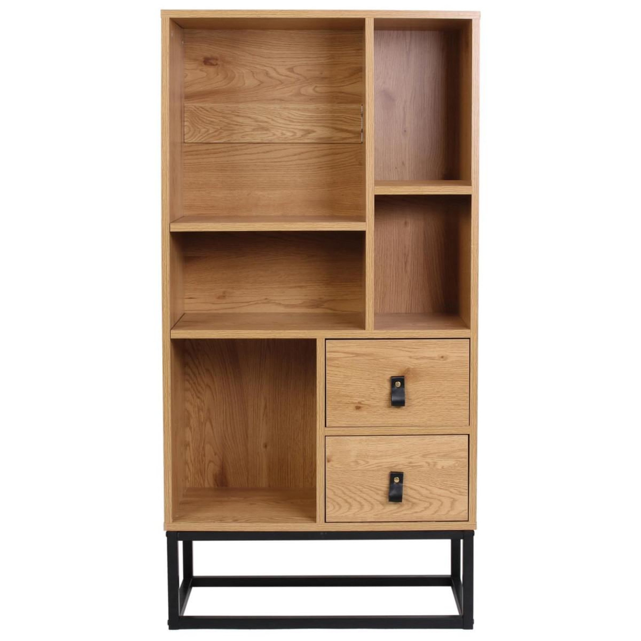 Voir la diapositive 2 : The Home Deco Factory Bibliothèque Design  Abbott  120cm Naturel & Noir