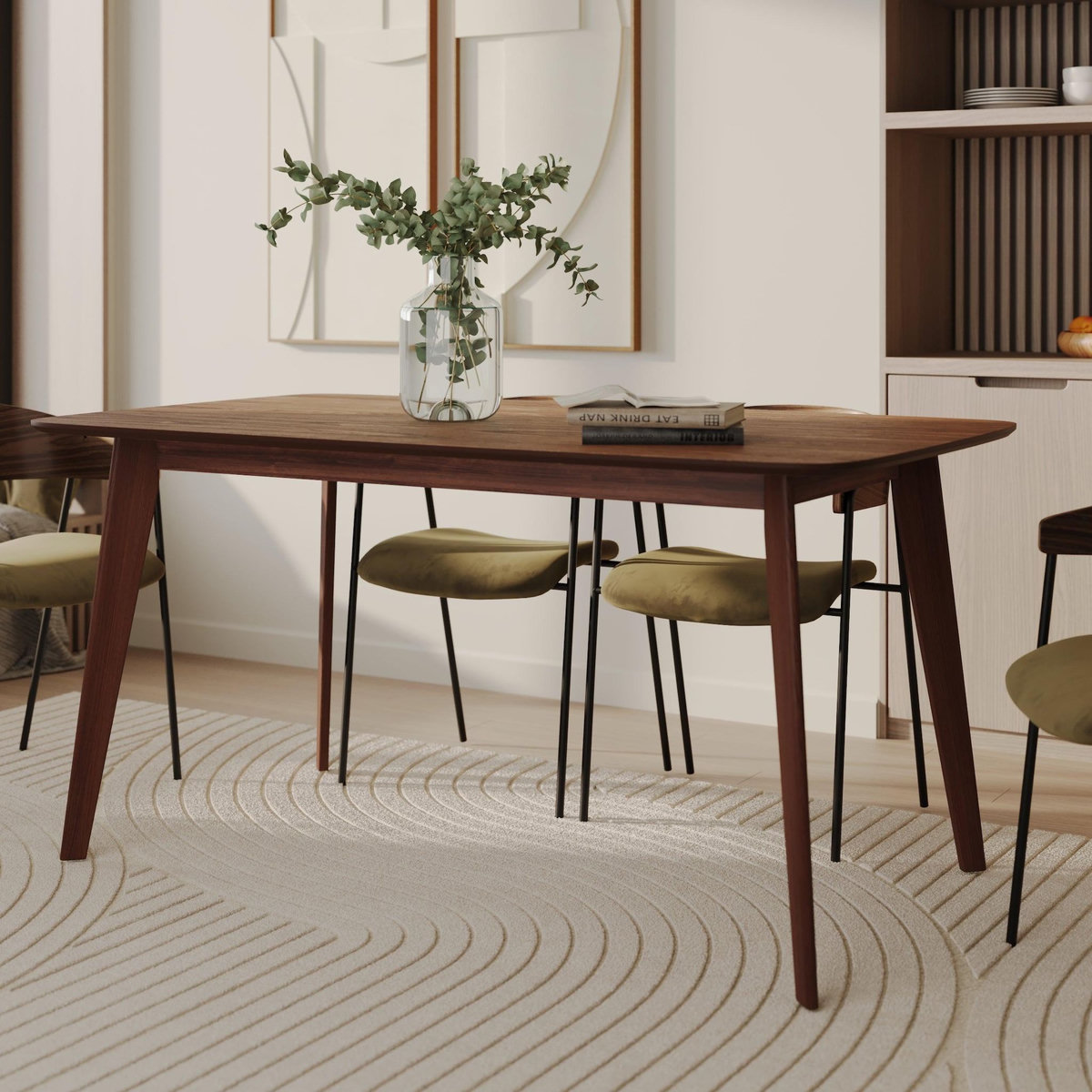 MAISON PAVANE Table rectangulaire 6 personnes en bois foncé 150 cm-Oman