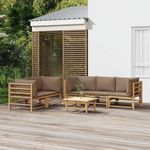 VIDAXL Salon de jardin 6 pcs avec coussins taupe bambou