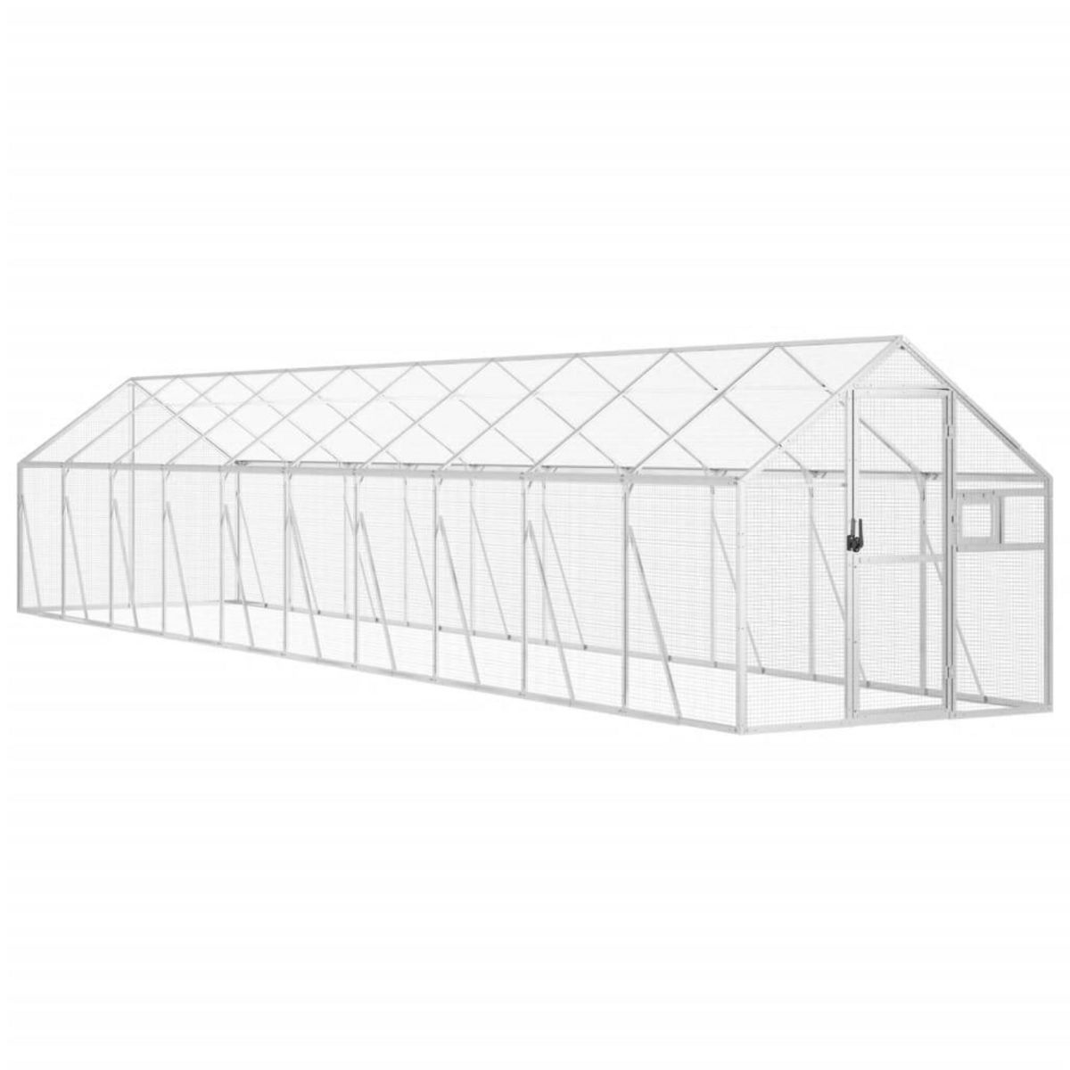 VIDAXL Voliere argente 1,79x10x1,85 m aluminium