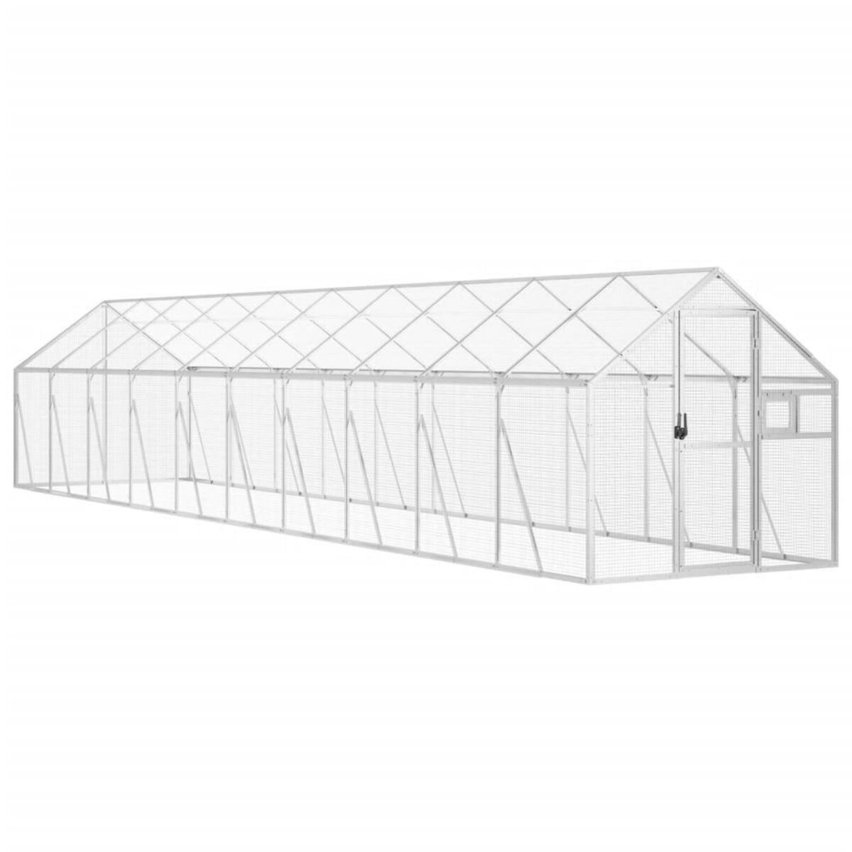 VIDAXL Voliere argente 1,79x10x1,85 m aluminium