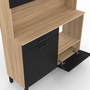Voir la diapositive 6 : ID MARKET Buffet de cuisine 120 CM CINA 3 portes + 1 tiroir façon hêtre et noir