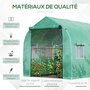 Voir la diapositive 4 : OUTSUNNY Serre de jardin tunnel 6 m² 6 fenêtres porte zippée acier galvanisé PE vert