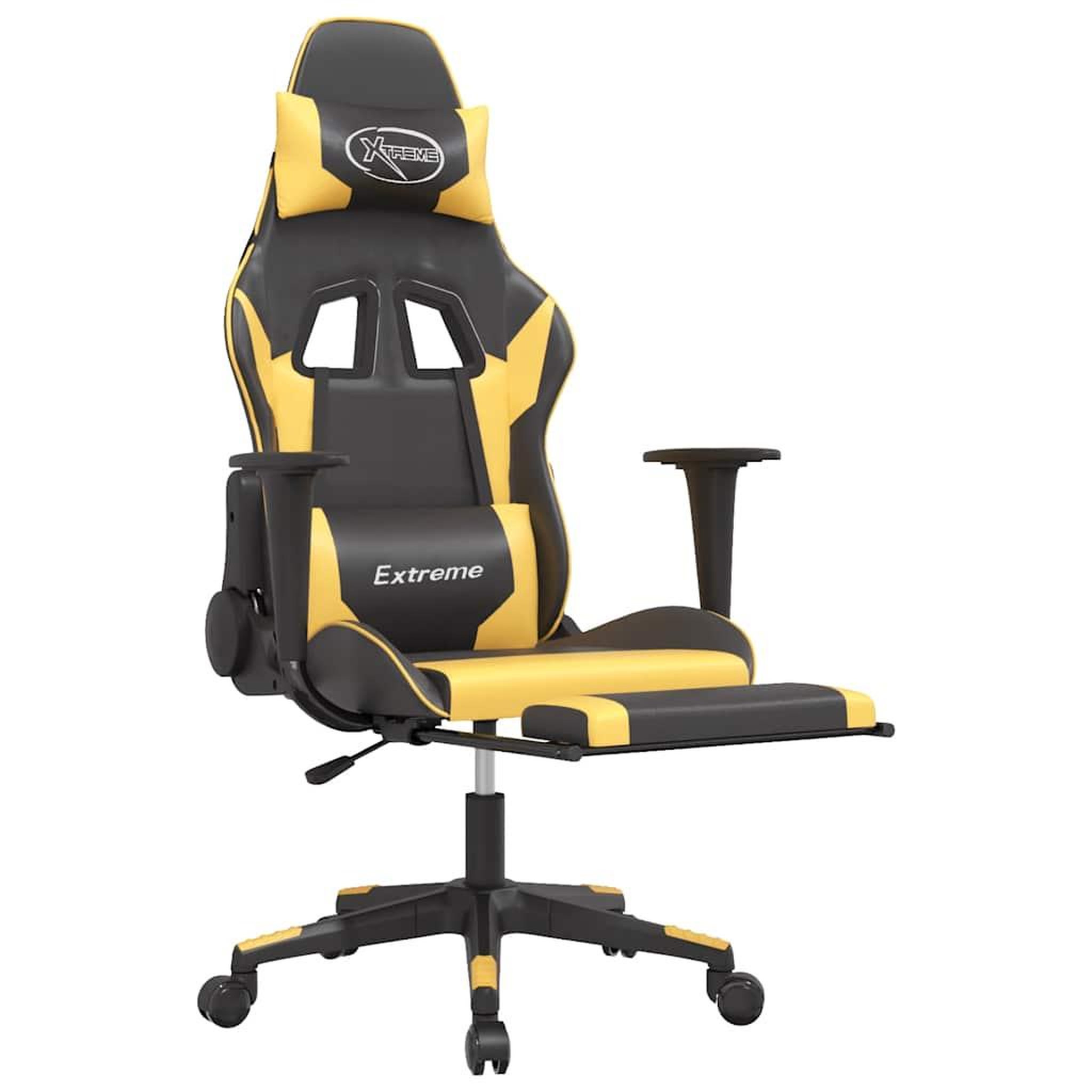Voir la diapositive 3 : VIDAXL Chaise de jeu de massage et repose-pied Noir dore Similicuir