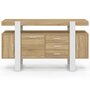 Voir la diapositive 3 : ID MARKET Buffet 140 cm PHOENIX 3 portes et 3 tiroirs bois et blanc