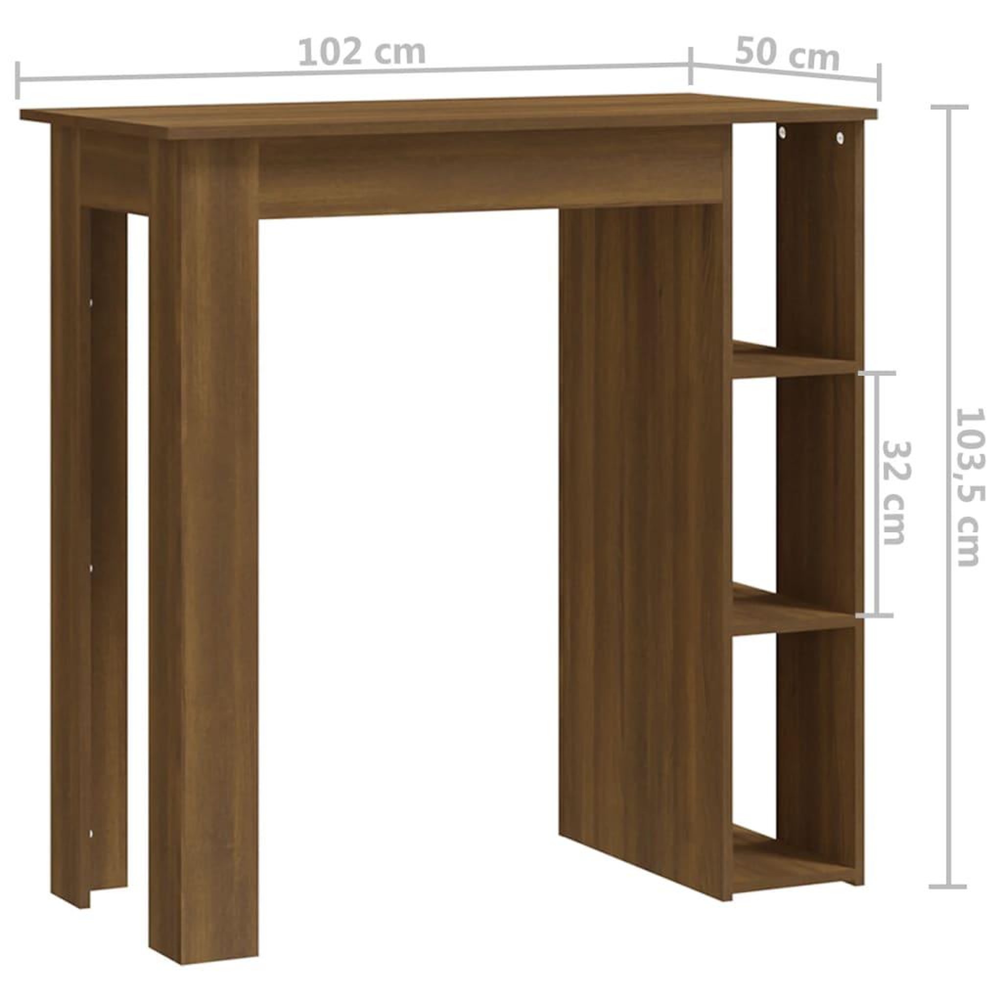Voir la diapositive 6 : VIDAXL Table de bar avec etagere chene marron bois d'ingenierie