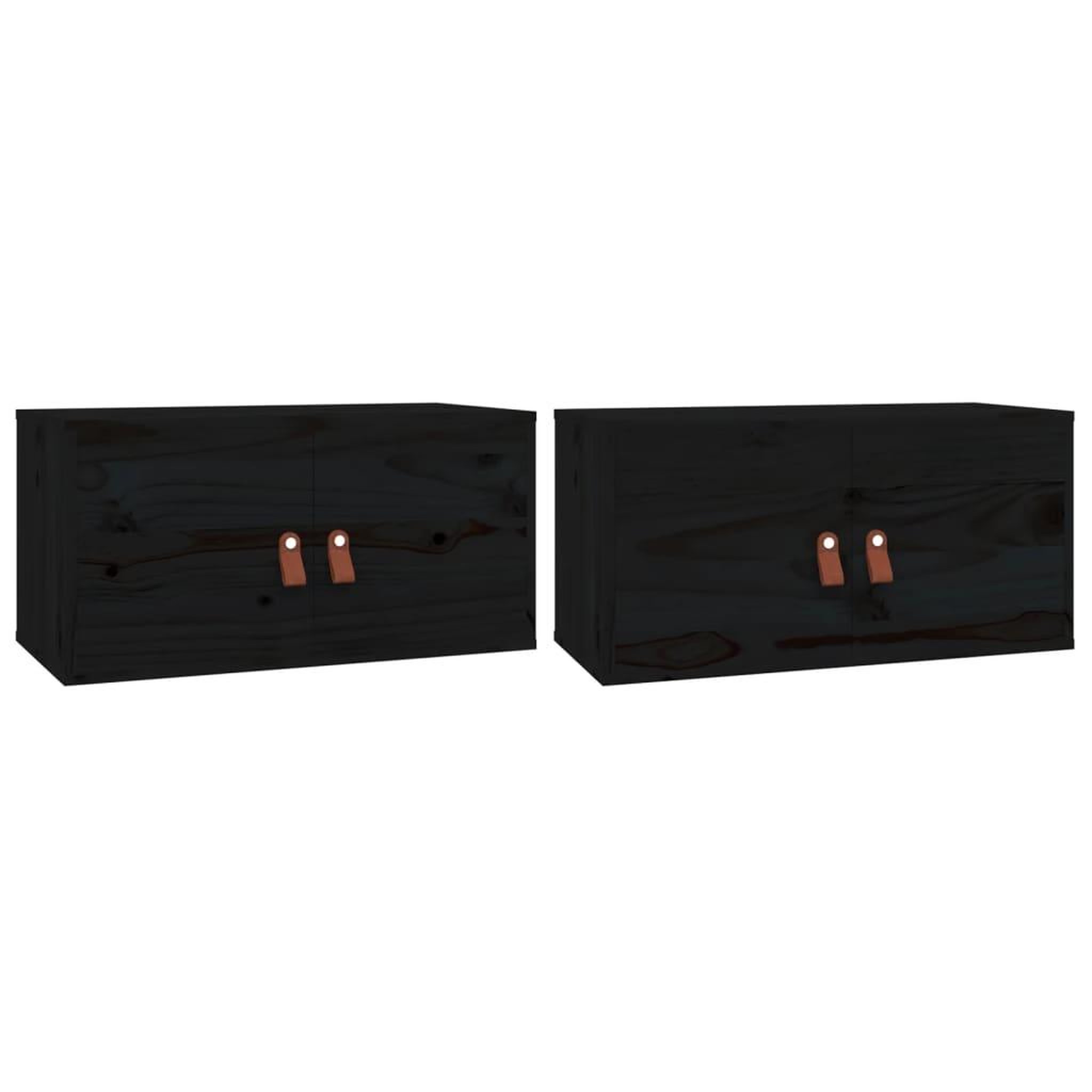 Voir la diapositive 2 : VIDAXL Armoires murales 2 pcs Noir 60x30x30 cm Bois de pin massif