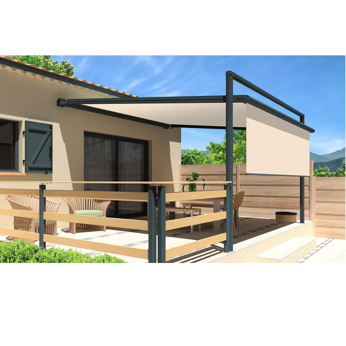 SUNSTYL Pergola gris anthracite motorisée 4x4x2.5m MELODIE
