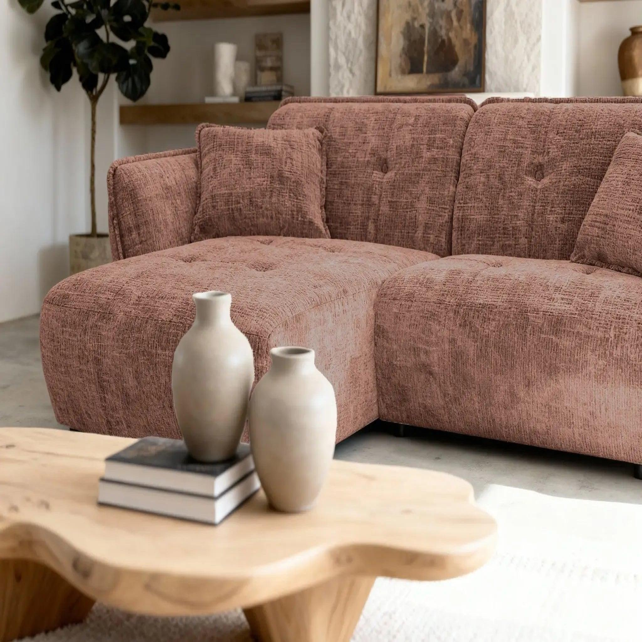 Voir la diapositive 4 : CASANOVA PARIS Mona - canapé d'angle tissu chenille 4 places droit