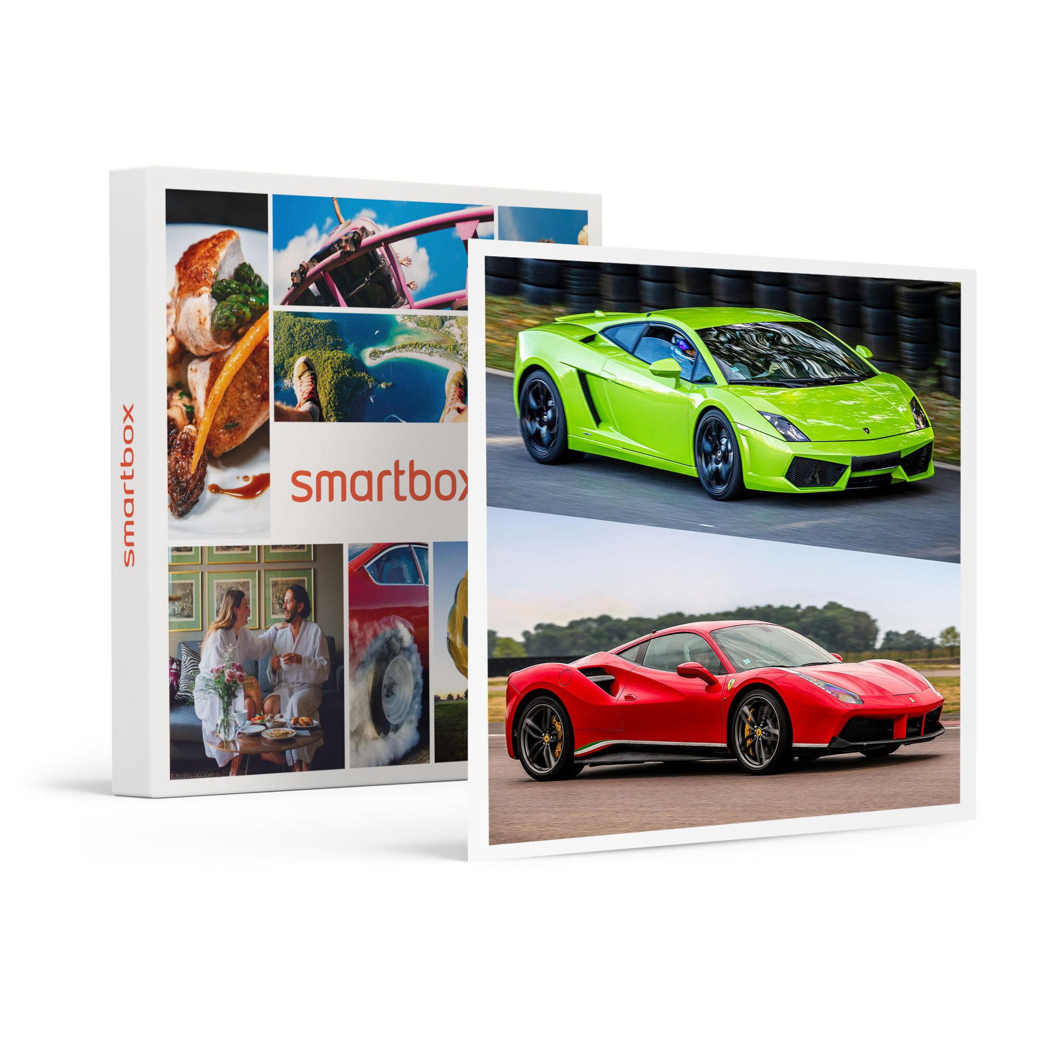 Voir la diapositive 1 : Smartbox Stage de pilotage multivolant : 2 tours en Lamborghini Gallardo et 2 tours en Ferrari 488 sur le circuit de Saint-Laurent-de-Mure - Coffret Cadeau Sport & Aventure
