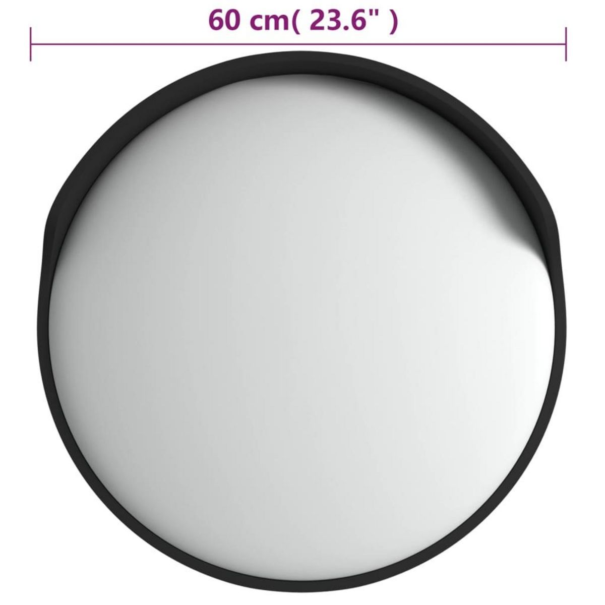 VIDAXL Miroir de traffic convexe d'exterieur Noir Ø60 cm Polycarbonate