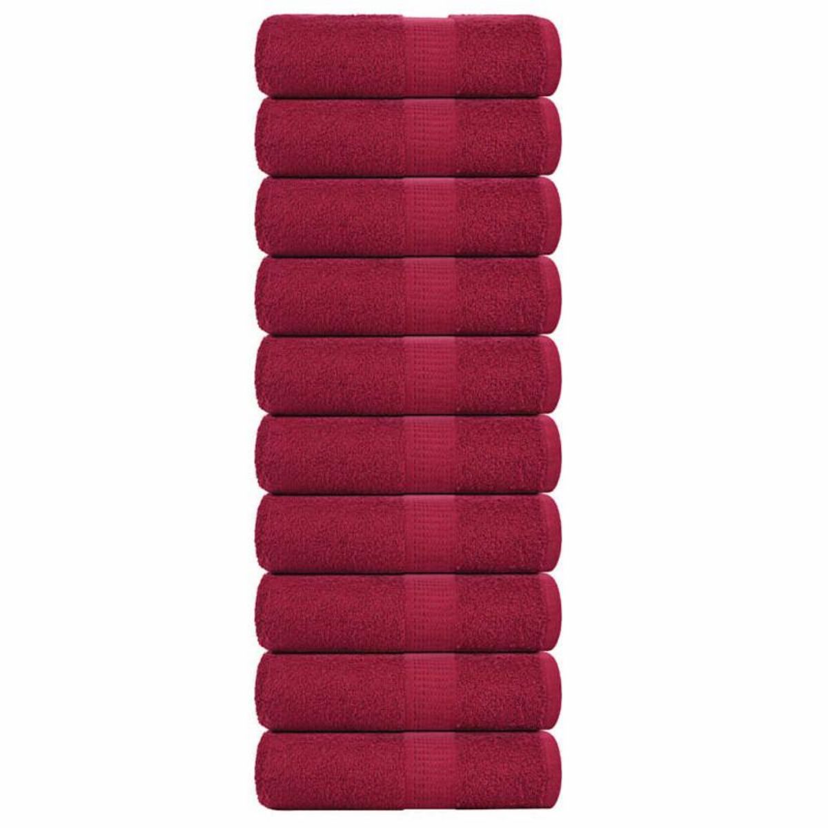 VIDAXL Serviettes de visage 10pcs bordeaux 30x30cm 360 g m² 100% coton