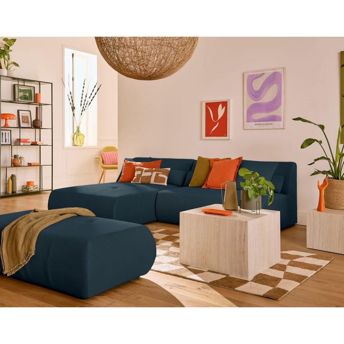 LISA DESIGN Onyx - canapé modulable d'angle réversible 4 places - en tissu mailles 3d