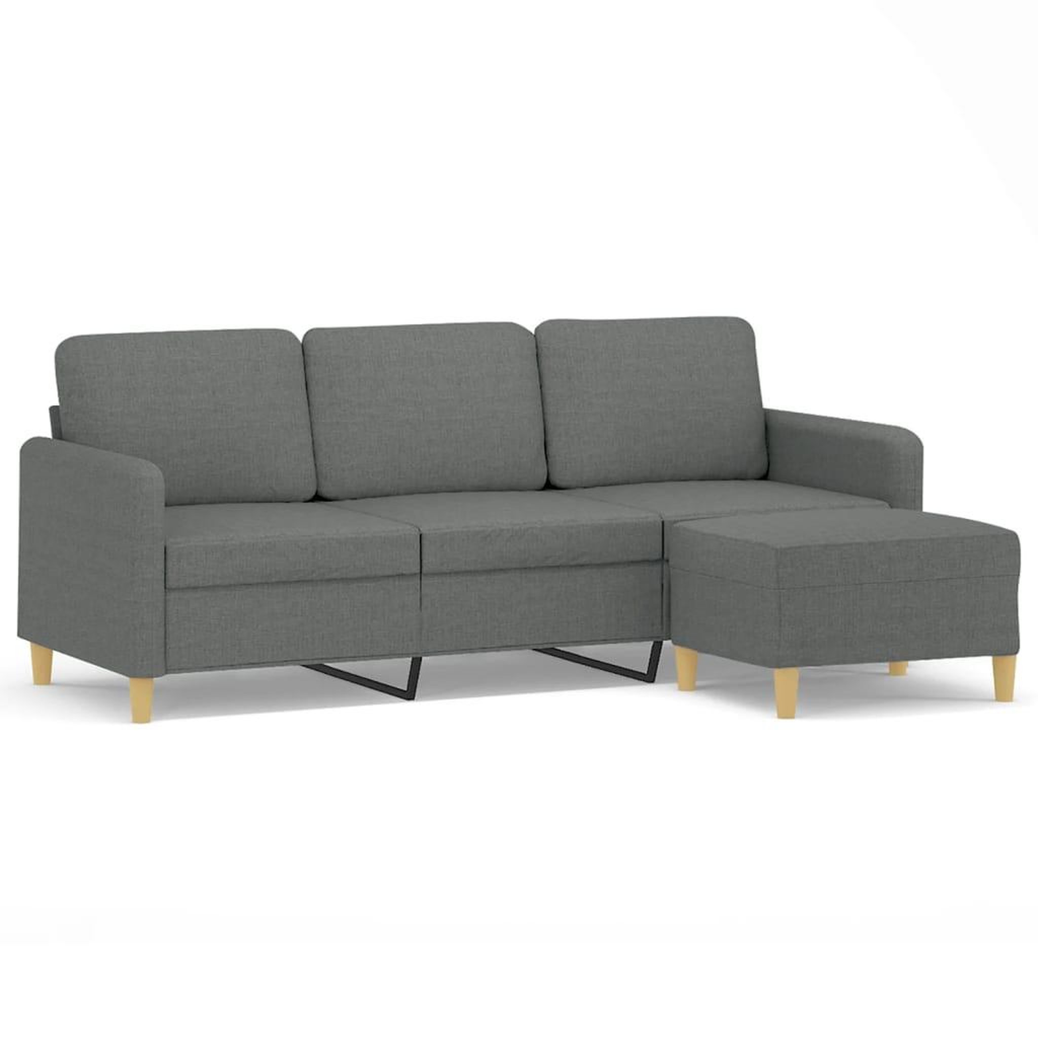 Voir la diapositive 2 : VIDAXL Canape a 3 places avec repose-pieds Gris fonce 180 cm Tissu